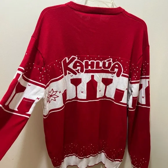 Kahlúa Holiday "Ugly" Sweater logo bottle glasses festive red white XL LIKE NEW - Picture 7 of 11